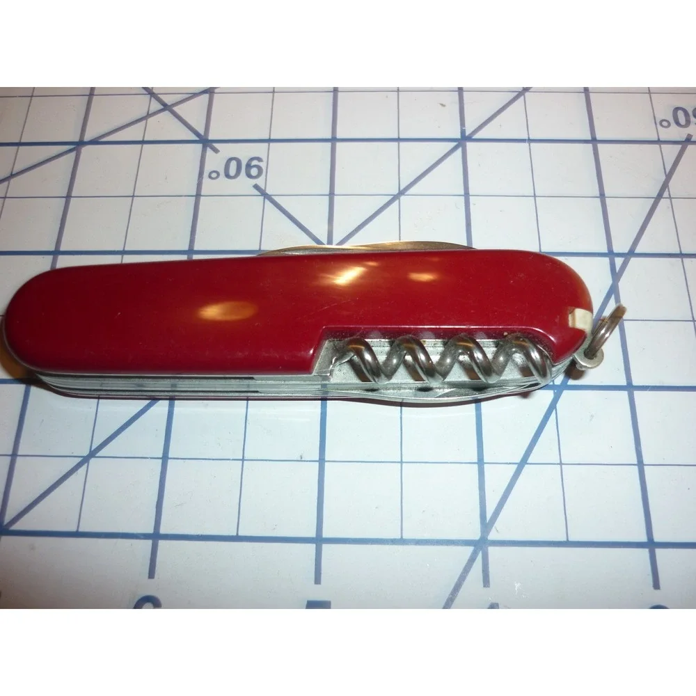 Vintage‎ Victorinox Camping Swiss Army Knife Red Tent Logo Wood Saw Switzerland
